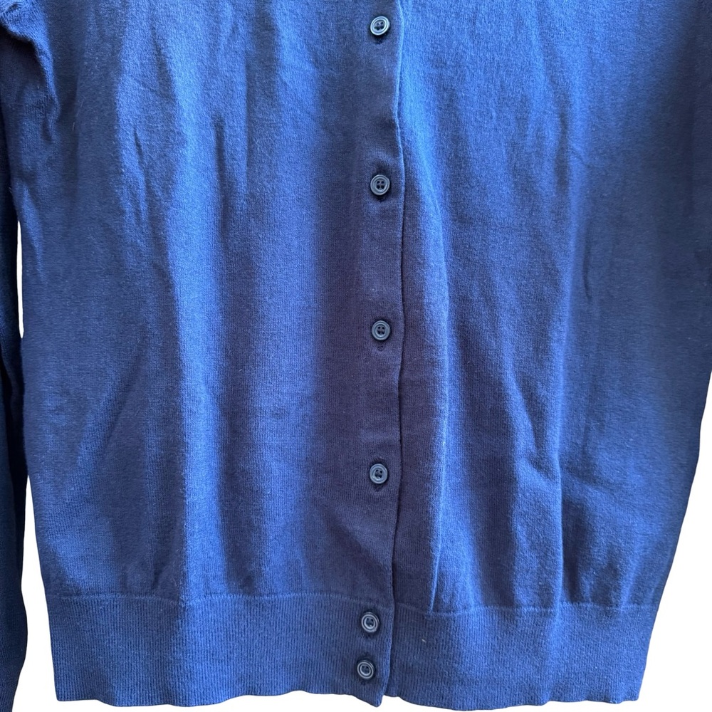 NWT J. Crew Navy Classic Cotton Button-Up Sweater Cardigan Minimalist Academia - Picture 5 of 16